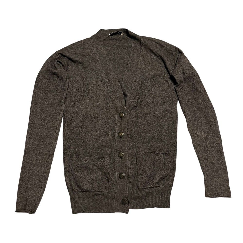 Stella McCartney‎ Gray Wool Blend V-Neck Cardigan Ornate Buttons Italy 36 Small